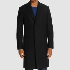 Theory Mens Black Melton Wool Peacoat Topcoat Overcoat Coat Jacket Size S